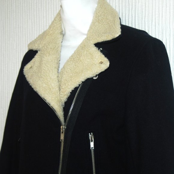 Gap Wool Blend Moto Sherpa jacket Size Small - Picture 2 of 7
